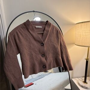 Everlane Cropped Cashmere Cardigan, XS, Taupe
